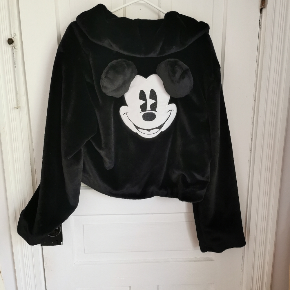 RARE XL Mickey Mouse Faux Fur Cropped Jacket from Cakeworthy